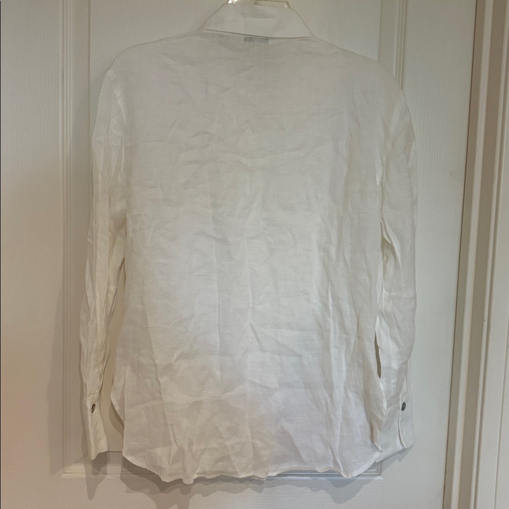 Vince White Linen-Blend Button Collar Shirt - Picture 6 of 7